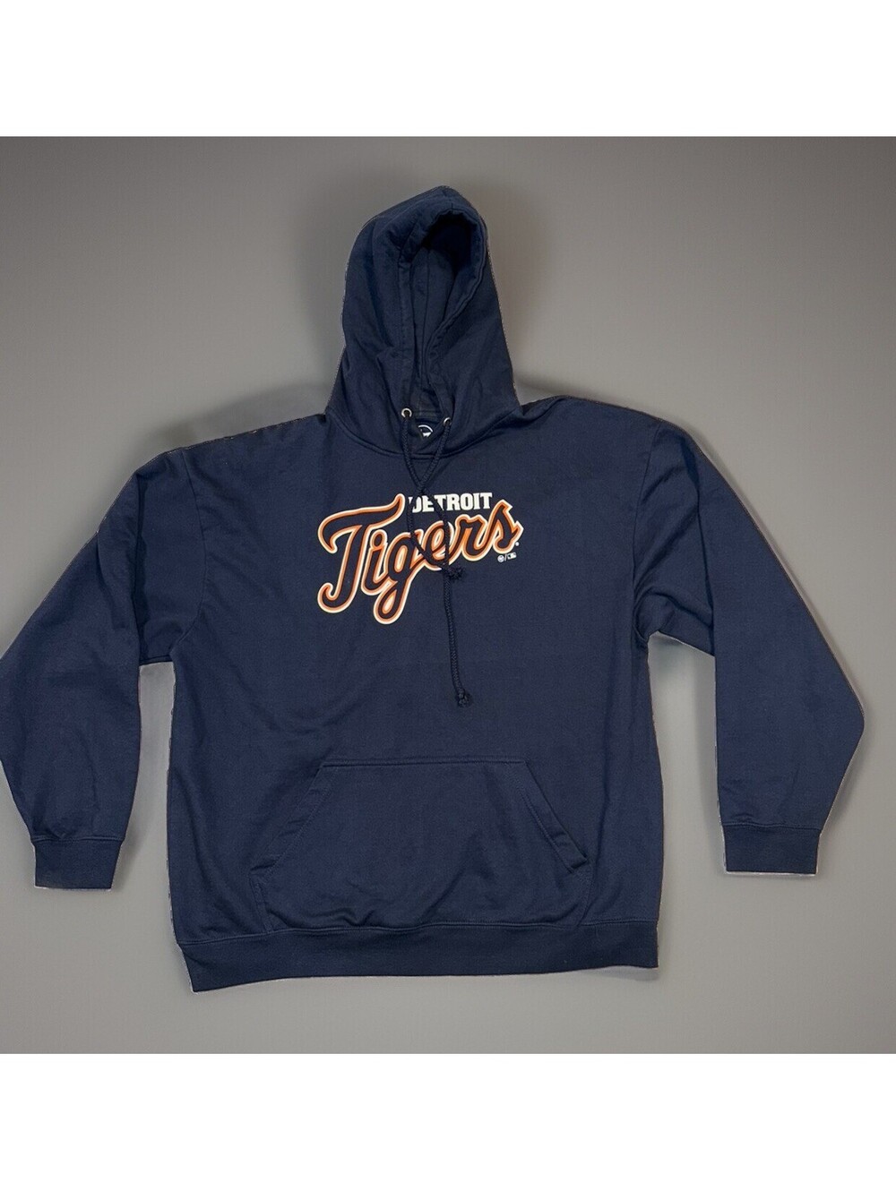 Detroit Tigers Blue Hoodie Sweatshirt Mens Large Campus Lifestyle